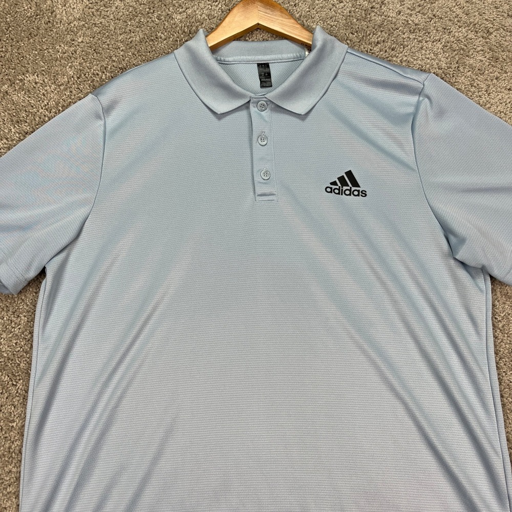 Adidas Polo Shirt Mens‎ Large Gray Short Sleeve Golf Performance Activewear EUC